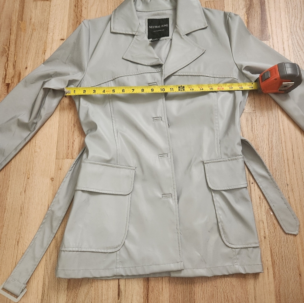 Vintage Silver Gray Tech Wear Vinyl Trench Jacket - Picture 9 of 14
